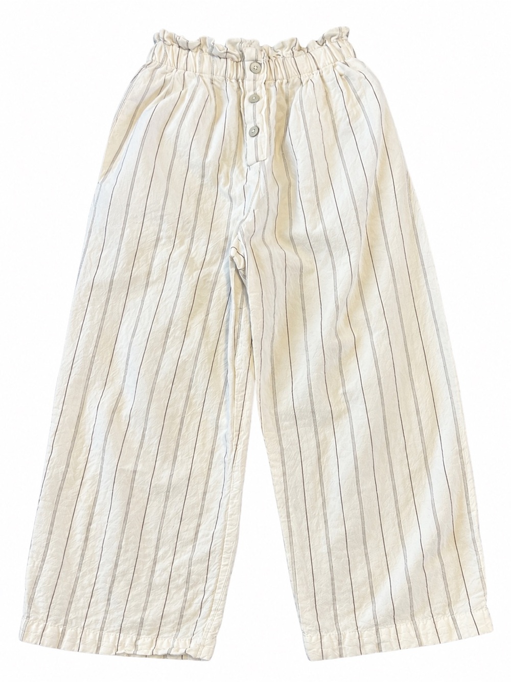 Zara Girls Size 10 Cream Striped Wide Leg Pull On Pants